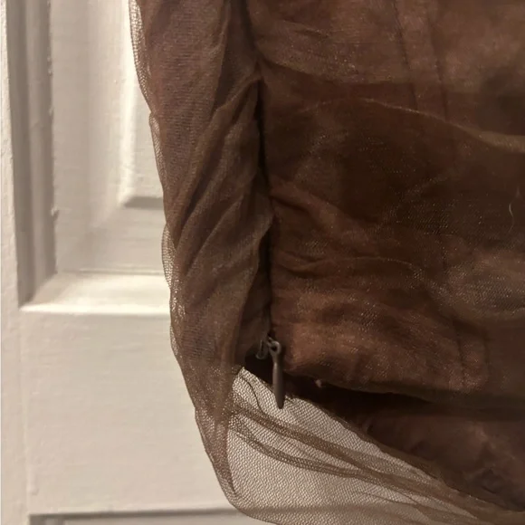 Zara Women’s Tulle Chocolate Brown Strapless Corset Bustier Going Out Top - Picture 4 of 5